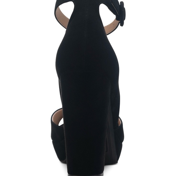 Sand + Stone Black Microfiber Platform Open-Toe Heels.  Sz 9W - Picture 4 of 6